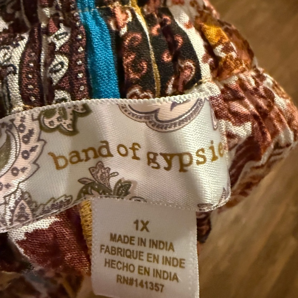 Band of Gypsies Mustard Multi Stripe Wide Leg Pants - Picture 3 of 3
